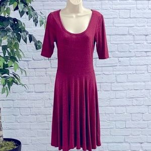 LuLaRoe Rust Heather Red Scoop Neck Midi Dress – S – 3/4 Sleeve Fit & Flare